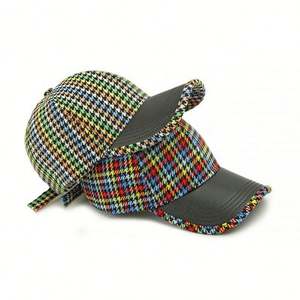 Nueva Gorra de Béisbol de Moda Coreana con Diseño de Pata de Gallo y Parte Superior Rígida para Mujer, Gorra de Béisbol con Visera de PU y Costuras Personalizadas para Protección Solar de Primavera - Product Image 3