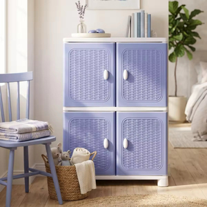 Durable Multifunctional Foldable <b>Storage</b> Box Plastic Stackable Container with Rattan Pattern for Home Office and Study Use - Product Image 5