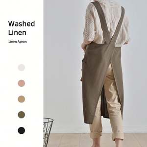 Delantal de Lino y Algodón Suave para Mujer, Personalizable, Doble Cara, con Bolsillos, Ideal para Floristería y Cocina - Product Image 2