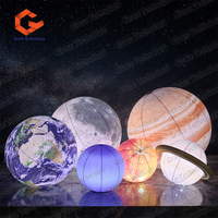 Ballon gonflable lumineux LED en PVC, planètes (Lune, Terre, Soleil, Mars, Saturne) pour la publicité et la décoration d'événements