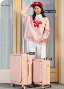 طقم أمتعة حمل 20-24-28 بوصة من 3 قطع حقائب خفيفة الوزن من مادة ABS بقشرة صلبة مع جيب أمامي وعجلات دوارة - Product Image 5