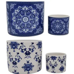 Jingdezhen Arte Cerâmica Pintados à Mão Azul e Branco Vintage Suculento Plantador Vasos de flores vaso de cerâmica