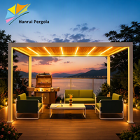 Pergola bioclimatique en aluminium 3x4m motorisée à lames orientables, gazebo pliable thermolaqué pour balcon et jardin extérieur