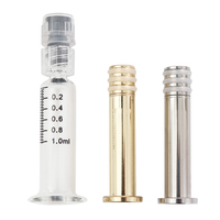 Seringue en verre épais de 1 ml pour distillat d'huile, avec piston en métal doré, emballage de concentré de 1 ml