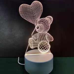 Luz Led nocturna USB 3D, creativa, regalo de San Valentín, decoración de noche para novia, regalo de cumpleaños, decoración de boda