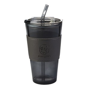 Gobelet à café portable avec paille, gobelet à café en <span class=keywords><strong>verre</strong></span> anti-fuite, logo personnalisable - Product Image 1