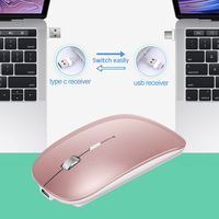 Souris optique mini double mode sans fil BT 5.2 + 2.4G avec récepteur USB-A Type-C, compatible avec tous les systèmes pour ordinateur portable, PC, iPad