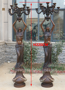 Lampe décorative de jardin en bronze, grande figurine de dame en métal bronze - Product Image 2