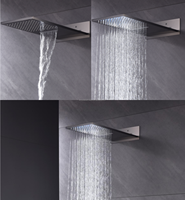Ensemble de douche thermostatique mural dissimulé en laiton de haute qualité, style carré, 3 modes, avec pommeau de douche pluie et cascade