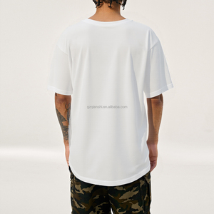 T-shirts Streetwear à épaules tombantes avec impression de marque, T-shirt surdimensionné 100% coton, T-shirt épais surdimensionné pour hommes - Product Image 6