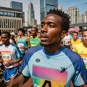 เสื้อยืดพิมพ์โพลีเอสเตอร์แบบระเหิดสำหรับฤดูร้อนเสื้อยืดกีฬามาราธอน - Product Image 1