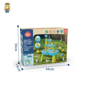 Table de jeu sensoriel extérieure 3 niveaux avec parasol, thème crocodile et dauphin, pour tout-petits, idéale pour la plage, vente en gros OEM - Product Image 4