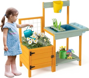Ensemble de jeu de cuisine en bois avec évier, rustique, fait main, pour garçons et filles de 3 ans et plus, banc de jardinage - Product Image 1