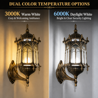 Lampes murales extérieures européennes antiques Bodeng 10W IP65 LED en verre personnalisées avec support de lampe E27, 50000 heures, aluminium, blanc chaud 3500K