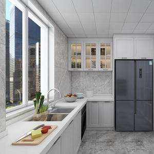 Armoires de cuisine modulaires en bois ignifuges de style moderne et simple, écologiques, sur mesure pour toute la maison, conception 3D, vente directe - Product Image 2