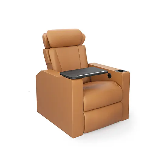 Malaysia Origin Opus Recliner in similpelle/tessuto con tavolo rimovibile