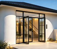 Porte battante moderne en aluminium pour villa, porte extérieure à rupture de pont thermique, porte vitrée à double vitrage insonorisée