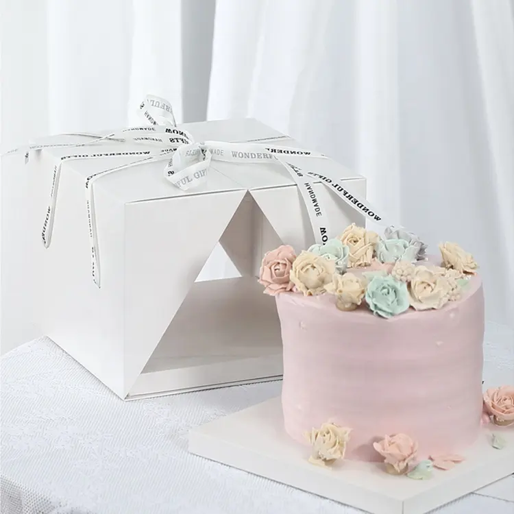 Wholesale Custom Paper Cheese Cake Packing Box Birthday Wedding Bakery Square Cake Boxes