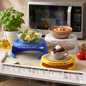 BPA Free Dual Microwave <b>Plate</b> Stacker With 2 Tier Microwave <b>Rack</b> Space Saving Microwave Food Organizer for Kitchen - Product Image 4