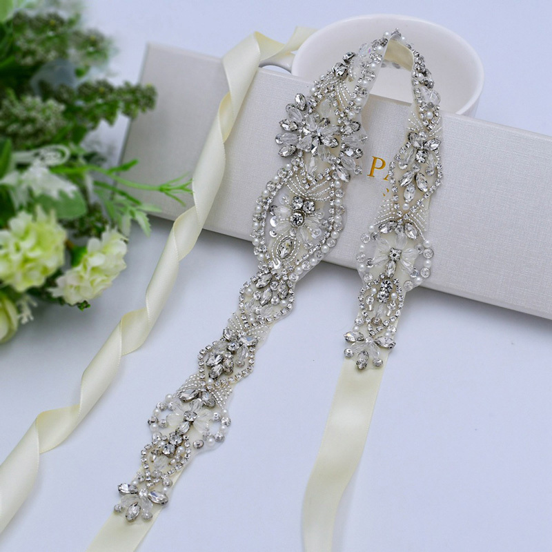 Ceinture Mariée Strass Cristal Lettres – Accessoire Mariage Élégant Demoiselle D'Honneur Ruban Argenté
