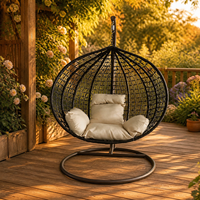 2026 Fauteuil à bascule suspendu moderne en acier inoxydable, design nid d'oiseau, forme œuf, avec accoudoirs, pour intérieur/extérieur