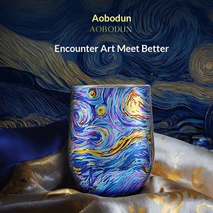 Taza de Regalo Empresarial AOBODUN con Diseño de la Noche Estrellada de <span class=keywords><strong>Van</strong></span> <span class=keywords><strong>Gogh</strong></span>, Taza de Café de Titanio Puro de Doble Capa y Aislamiento al Vacío, 500 ml - Product Image 4