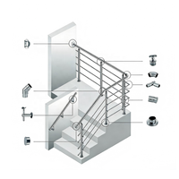 Connecteur de tuyau réglable en acier inoxydable pour garde-corps en verre d'escalier