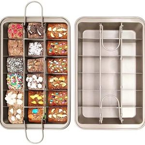 Molde para Hornear Brownies Antiadherente de 18 Cavidades con Divisores Integrados, Molde Cuadrado Rectangular de Acero al Carbono para Tartas y Pasteles - Product Image 1