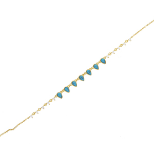 <strong>Turquoise</strong> Gemstone <strong>Necklace</strong> for Women Gold Plated Tear Drop Round Cz Link Chain Women Choker Collar - Product Image 5