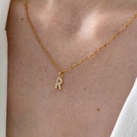 Collier ras du cou en acier inoxydable inaltérable plaqué or 18 carats avec pendentif lettre A-Z et chaîne serpent superposée ronde de 26 cm