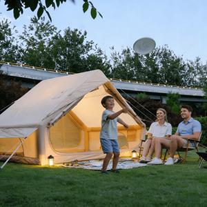 Tente chaude avec cheminée, tente de <span class=keywords><strong>camping</strong></span> gonflable à double porte, 300D imperméable, tente d'hiver pour temps froid, 6,3 m², 14 kg, installation facile - Product Image 1