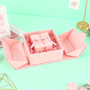 Standard Custom Recyclable Handmade Magnetic Folding Double Door Rigid Cardboard <b>Wedding</b> Favors Fashion Holiday Embossed Sponge - Product Image 3