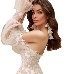 A-Line Tulle Wedding Dress Sweetheart Neckline Empire Waist Nude Back Straps Vintage Style Outdoor Bridal Gown - Product Image 5