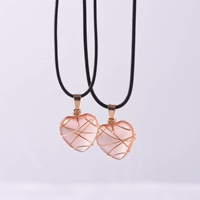 Kalung Liontin Hati Berliku Batu Kristal Rose Quartz Opal Modis Rantai Emas Pesona Hati Batu Alam yang Lucu