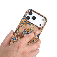 Étui de téléphone magnétique vintage en liège de style bohème, personnalisé, avec béquille rotative, compatible avec les séries Apple, directement de l'usine ODM