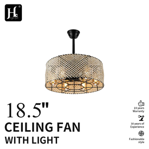 18.5-inch bamboo <b>ceiling</b> fan <b>light</b>: modern, <b>remote</b>-<b>controlled</b>, rattan, dimmable <b>ceiling</b> fan for bedrooms and living rooms - Product Image 2