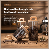 Pot de conservation en verre en gros avec couvercle en bambou, boîte à café hermétique, récipient de stockage alimentaire pour cuisine, pot à grains de café personnalisé