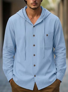 <span class=keywords><strong>Camicia</strong></span> Casual da <span class=keywords><strong>Uomo</strong></span> con Cappuccio in Misto Cotone e <span class=keywords><strong>Lino</strong></span>, Vestibilità Ampia, con Bottoni e Tasca sul Petto, Ideale per Vacanze e <span class=keywords><strong>Spiaggia</strong></span> Hawaiana - Produzione Jiaer - Product Image 3