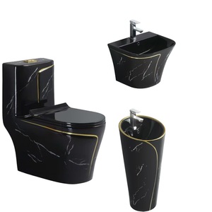 <span class=keywords><strong>WC</strong></span> et lavabo en céramique moderne, <span class=keywords><strong>colonne</strong></span> carrée colorée, double chasse d'eau, siphon en S, utilisation hôtelière, design monobloc au sol - Product Image 5