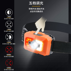 Led Headlamp 3W Dual Light Source Rechargeable <b>Battery</b> 2000 MAh Adjustable Headband White Red Light For Fishing Beekeeping - Product Image 5