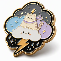 Épinglette en alliage de zinc émaillé souple For Cloud Lightning, design antique et moderne, badge métallique Kawaii pour veste et sac à dos, plaqué or