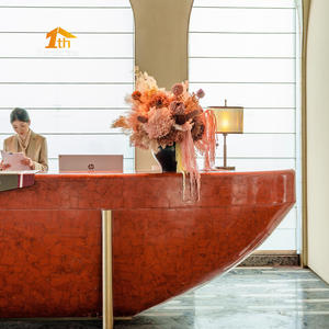 Mostrador de Barra de Lujo en Piedra Natural Roja, Rubí, Cuarzo, para Vestíbulo de Hotel, Oficina de Ventas, Recepción - Product Image 1