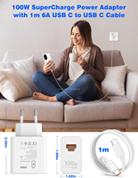 Chargeur Rapide EU 100W SuperCharge Type-C pour Huawei Honor 200 Pro 200 Lite Magic7 6 5 4 3 Lite, Chargeur PD USB-C 100W avec Câble USB-C