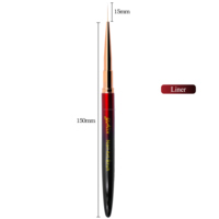 Pinceau à ongles multifonctionnel noir et rouge ombré avec manche métallique, virole or rose, poils en nylon, plat, ovale, incliné, pour gel et liner