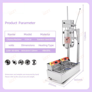 Easy Operate Manual Stainless Steel <strong>Churros</strong> Making <strong>Machine</strong> 5L Hopper Spain Fritter Extruder <strong>With</strong> 6L+6L Electric <strong>Fryer</strong> - Product Image 2