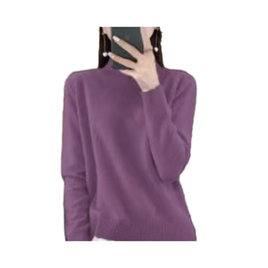 เสื้อถักไหมพรมขนแกะแท้กันยับของผู้หญิงผ้ากำมะหยี่นุ่มพิเศษคอเสื้อแบบเกาหลี100% หรูฤดูใบไม้ร่วงฤดูหนาว - Product Image 4