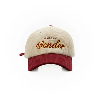 Hüte mit benutzer definierten Logo-Kappe Mode Großhandel 6 Panel Hut Cord Outdoor Wintersport Baseball-Kappe Hüte Golf kappe