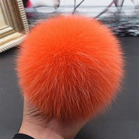 Pompon en fourrure de renard véritable de luxe - Boule de fourrure douce haute densité pour chapeau et sac d'hiver