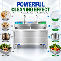 Machine à laver les aliments à double bac pour légumes et vaisselle, en acier inoxydable, équipement de cuisine commercial, service ODM