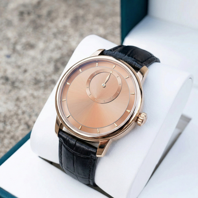 Luxury Men Minimalism Wristwatch Salmon Radial Brushing Dials Design Mechanical Automatic Wandering Hour Watches logo Customized